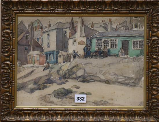 Newlyn School Coastal village 25 x 35cm